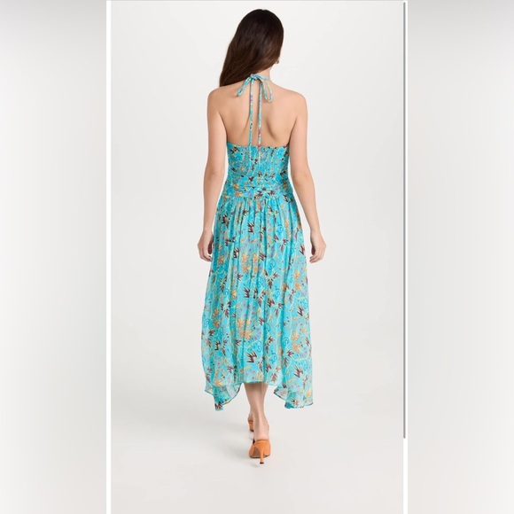 A.L.C. VIOLET BLUE TEAL SILK PRINTED HALTER SLEEVELESS ASYMMETRIC,SZ 2,$695 - Picture 5 of 17